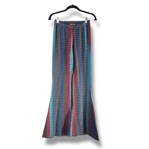 Earthbound Trading Co Womens Sz Medium Striped Flare Leg Pants Bell Bottom Boho